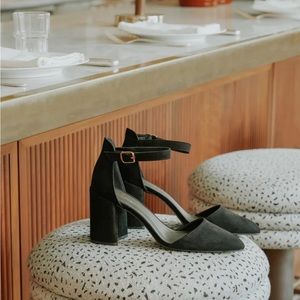NEW Lulu’s Ellarose Black Suede Ankle Strap Heels